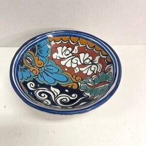Vintage Mexican Talavera Tripod Salsa Bowl 5.75" Three Legged Ceramic Dish